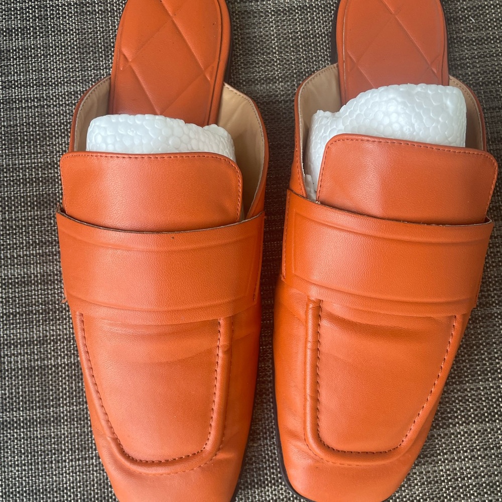 Zara Orange flat mules